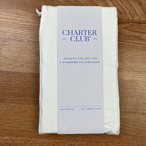 Charter Club Damask Collection 2pk Standard Pillowcases in White NEW